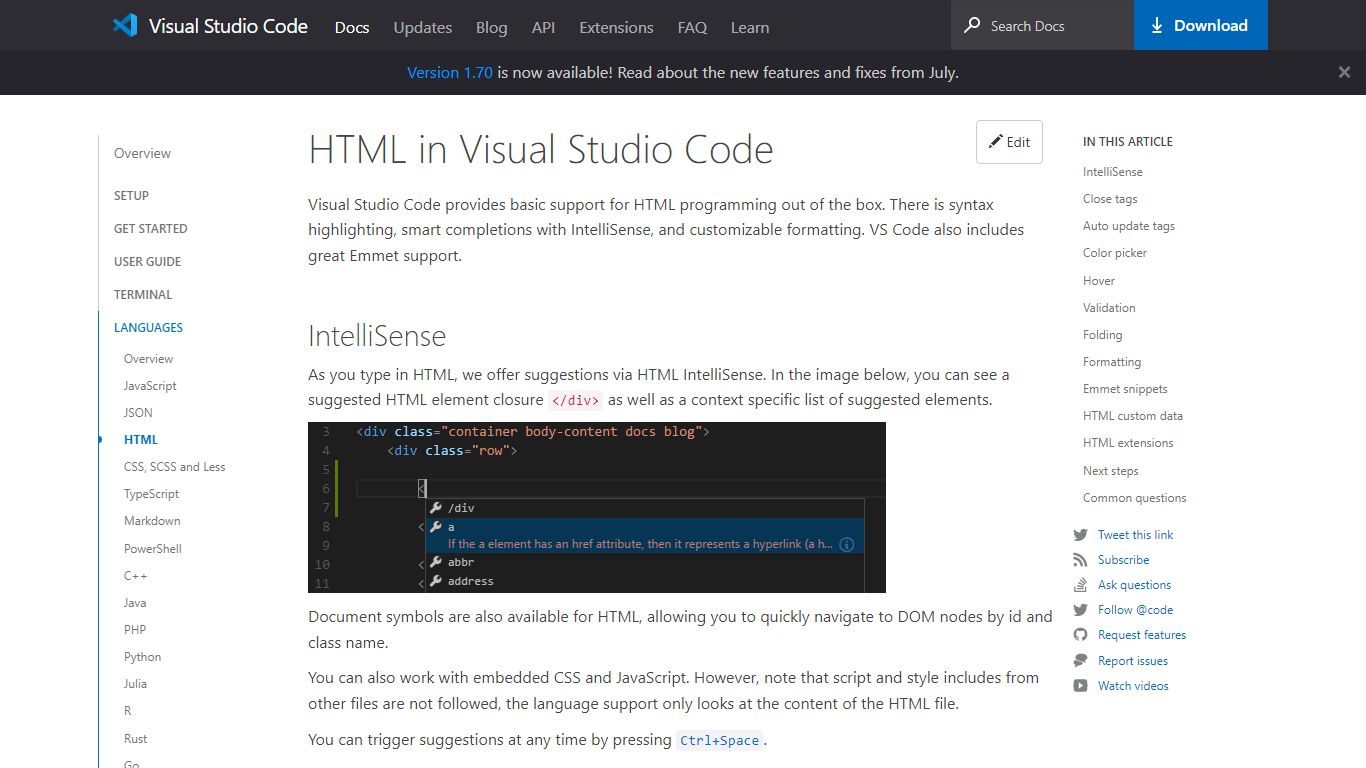 HTML Programming with Visual Studio Code