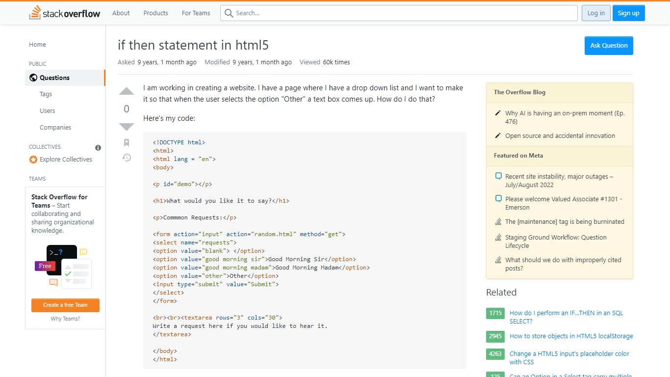 html - if then statement in html5 - Stack Overflow