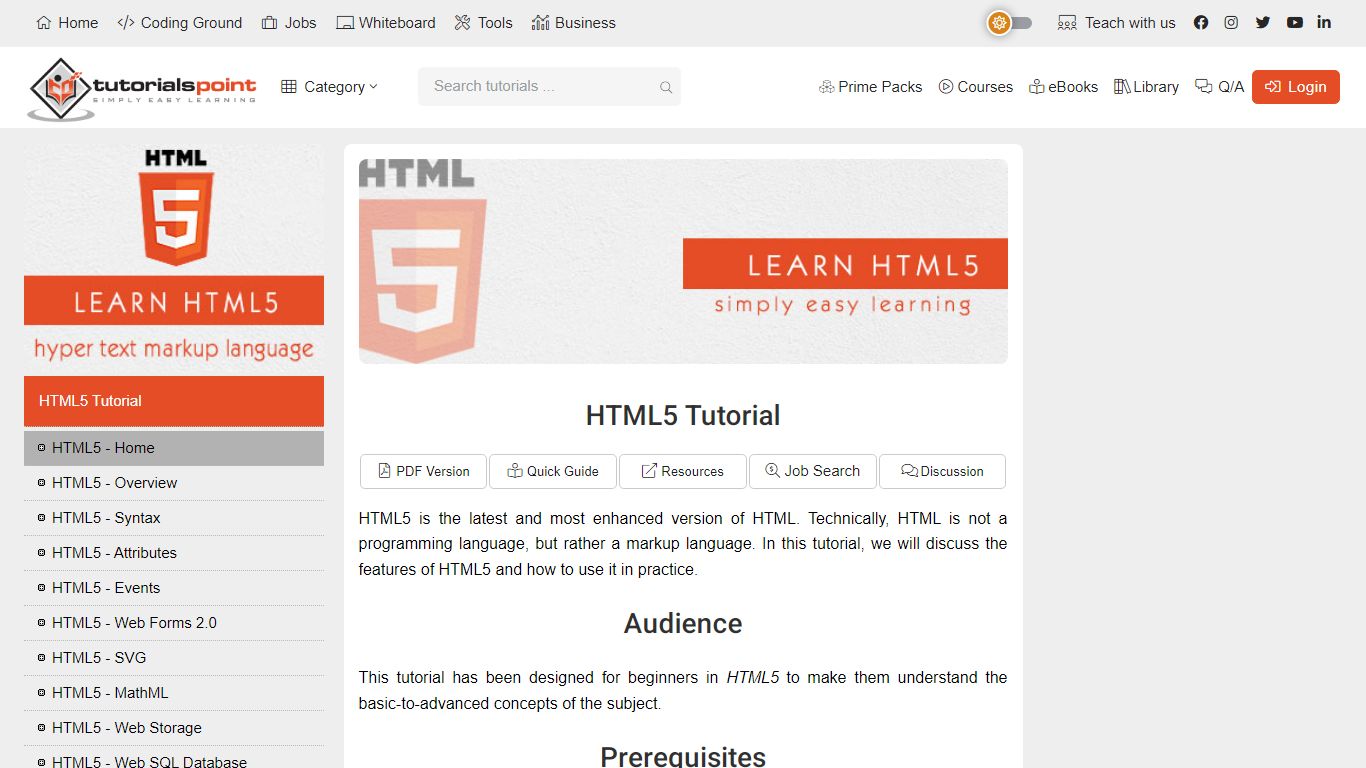 HTML5 Tutorial